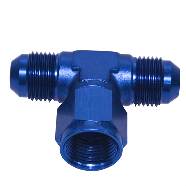 Aluminum 3AN Male Flare Tee Fitting With AN3 Female Swivel On Side Adaptor