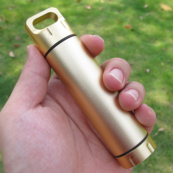 Custom Golden CNC Waterproof EDC Pill Bottle