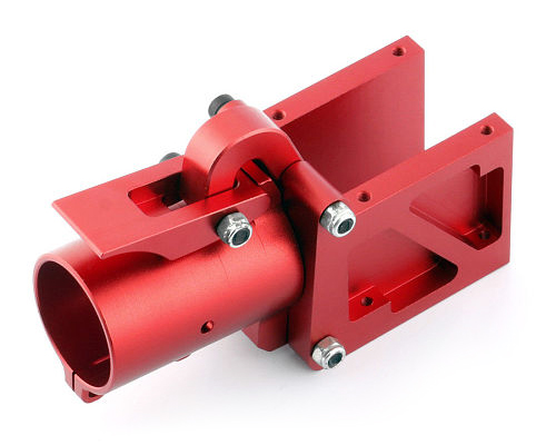 Custom CNC red Horizontal Folding Arm Tube Joint Spare Parts machining