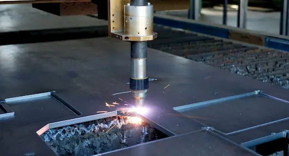 Plasma cutter cutting metal