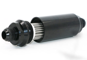 Aluminum Inline 100 Micron Fuel Filter AN Adapter