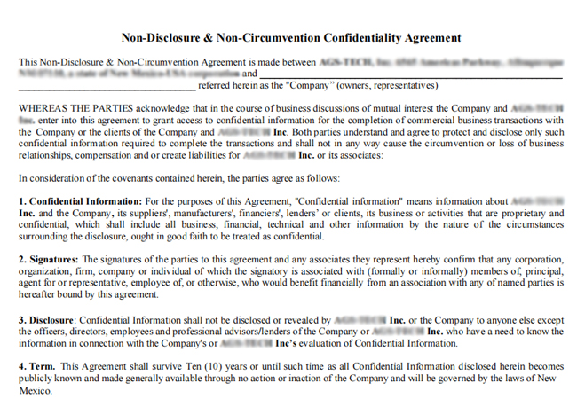 NDA(Confidentiality Agreement)