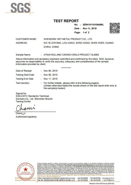 SGS material test report