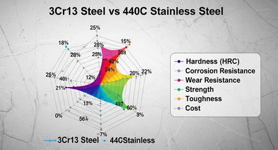 3Cr13 vs. 440C Stainless Steel Properties Comparison