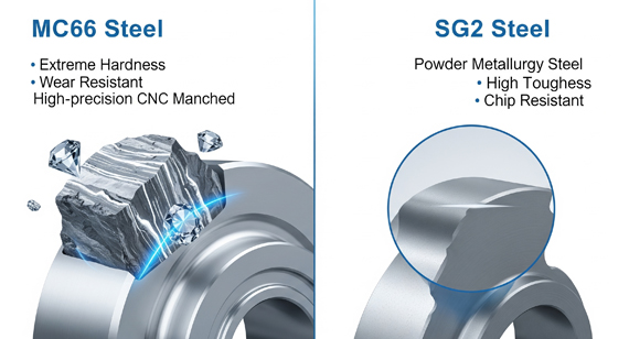 MC66 Steel vs. SG2 Steel characteristic