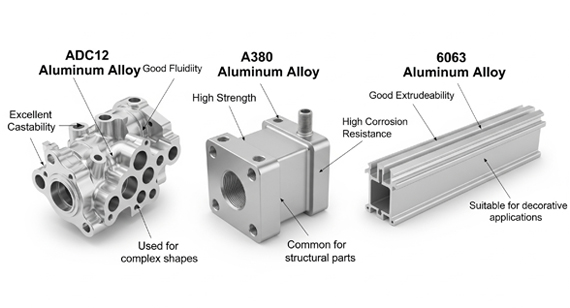 ADC12、A380 Aluminum and 6063 Aluminum Property Comparison