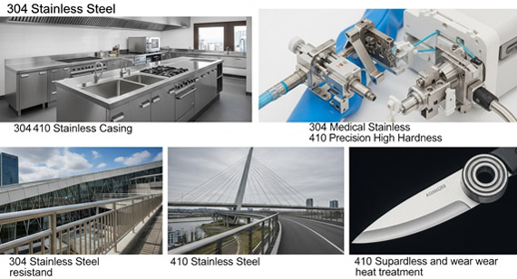 Application scenarios of 304 and 410 stainless steel CNC machining parts