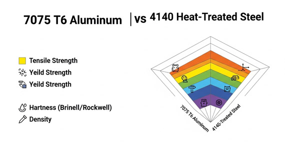 Comparison mechanical properties of 7075 aluminum billet and 4140 steel