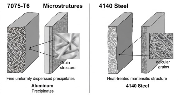 Microstructure of 7075 Aluminum Billets and 4140 Steel