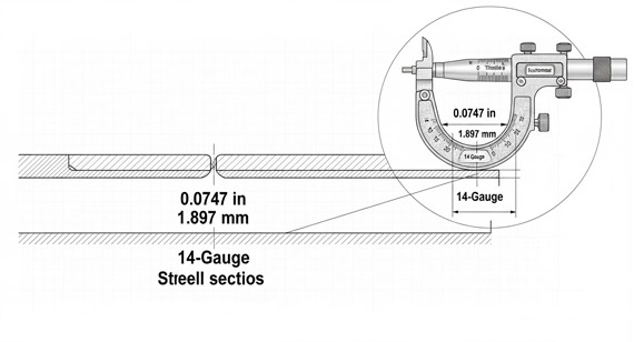 Measuring 14-Gauge Steel Plate Thickness with a Micrometer
