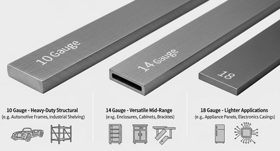 10-, 14-, and 18-Gauge Steel Plate Thickness Comparison