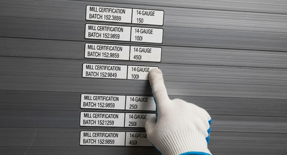 Material Verification and Traceability Information for 14-Gauge Steel Plate