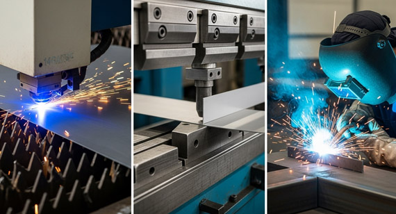 Laser Cutting, Press Braking, and Welding Manufacturing Processes for 14-Gauge Steel Plate