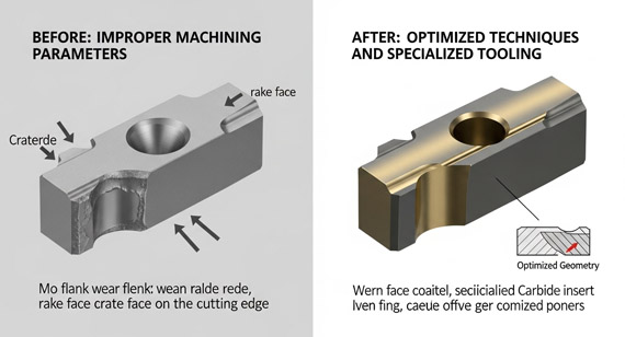 Comparison of tool wear before and after machining nickel-copper alloy