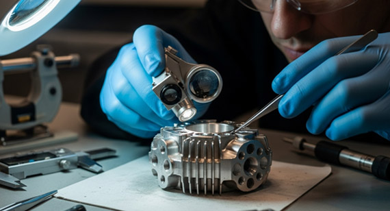 Visual inspection of nickel-copper alloy CNC machined parts