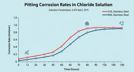 Comparison of pitting corrosion rates of 316L and 904L stainless steel in chloride solutions