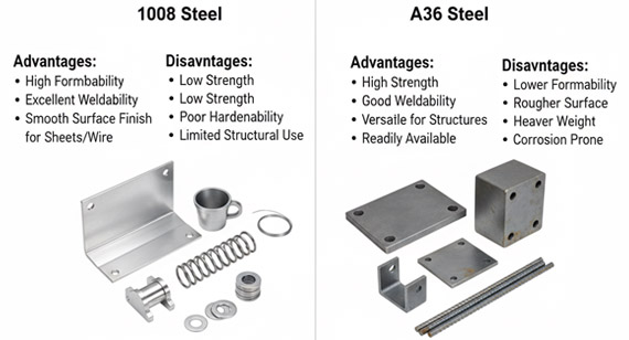 1008 Steel vs. A36 Steel CNC Machining Parts Advantages and Disadvantages 1008 Steel vs. A36 Steel CNC Machining Parts Advantages and Disadvantages