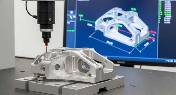 Precision Coordinate Measuring Machines (CMMs) Are Actively Scanning Complex Aluminum Lighting Parts