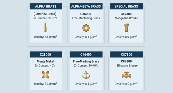 Typical Densities of Common Brass Alloys and Specialty Brasses