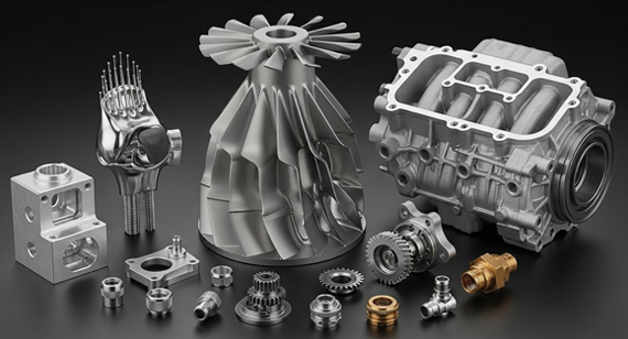 Complex High-Precision Aluminum Titanium and Stainless Steel CNC-Machined Parts (aerospace turbine blades, medical implants, automotive engine components, and electronic housings). Complex High-Precision Aluminum Titanium and Stainless Steel CNC-Machined Parts (aerospace turbine blades, medical implants, automotive engine components, and electronic housings).