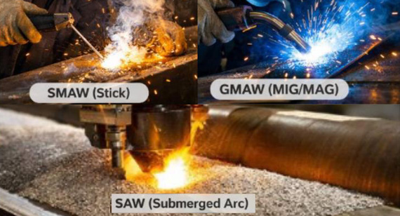 Comparison of SMAW vs. GMAW vs. SAW Welding