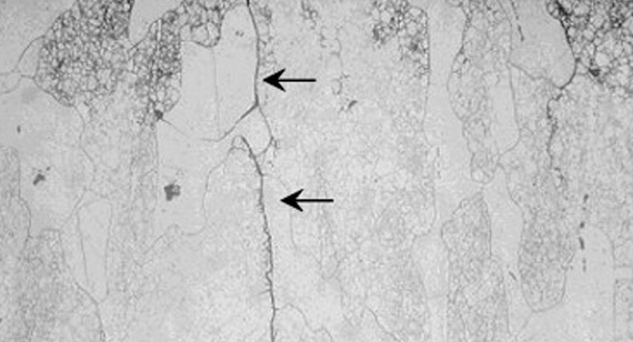 Internal crack of the metal