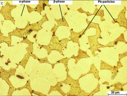 Microstructure of brass with lead added