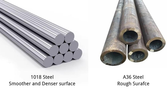 Surafce of 1018 vs A36 Steel