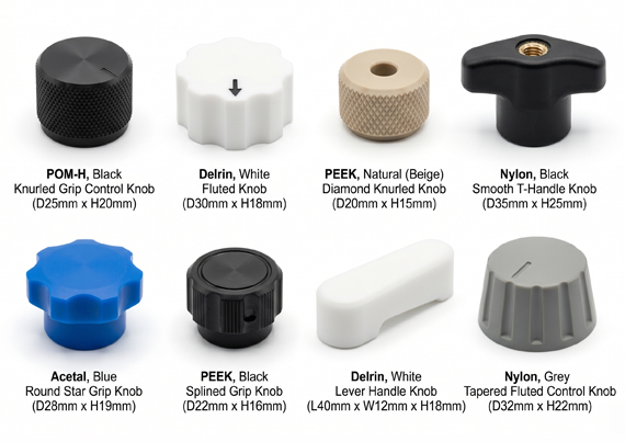 Custom Engineering Plastics CNC Machined Knobs Custom Engineering Plastics CNC Machined Knobs