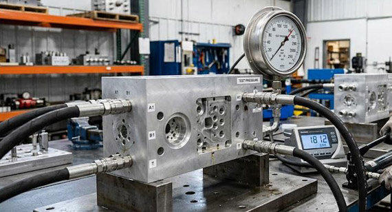 Pressure Testing of CNC Machining Hydraulic Manifold Block Pressure Testing of CNC Machining Hydraulic Manifold Block