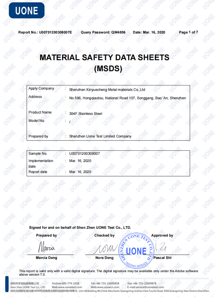 304F MSDS Report