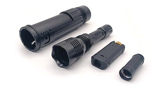 Custom CNC Machined Aluminum Tactical Flashlight Housing