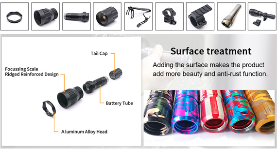 Custom CNC Machined Flashlight Shell Housing Custom CNC Machined Flashlight Shell Housing