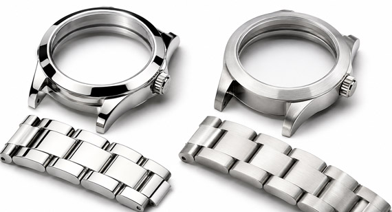 Mirror-Polished and Brushed Stainless Steel Watch Cases and Bracelets