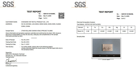 Metal Material Testing Report and Traceability