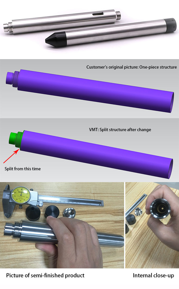 CNC Machined SUS316L Stainless Steel Underwater Temperature and Water-Flow Thermometer Housing