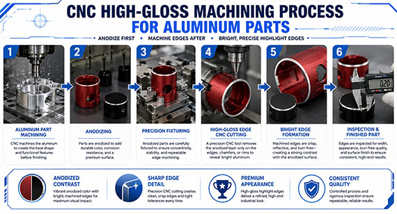 CNC high-gloss machining process for aluminum parts