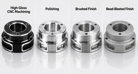 High-Gloss CNC Machining vs. Polishing vs. Brushed vs. Bead Blasting Surface Finishes CNC Mchining Parts