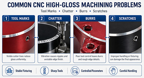 Common CNC High-Gloss Machining Problems (Tool Marks, Chills, Burrs, and Scratches)