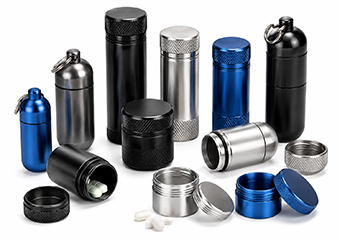 Custom CNC Machining Travel Accessories EDC Metal Pill Bottle Cases Box Containers