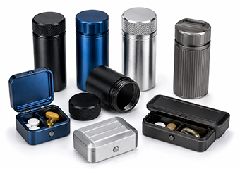 Custom CNC Machining Premium Branded Products EDC Metal Pill Bottle Cases Box Containers