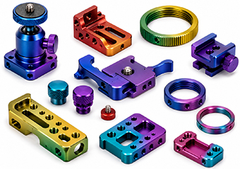 Custom CNC Machined Multi-Color Gradient Anodized Aluminum Camera Components