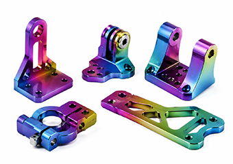Custom CNC Machined Multi-Color Gradient Anodized Aluminum Mounts & Brackets
