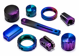 Custom CNC Machined Multi-Color Gradient Anodized Aluminum Control Components