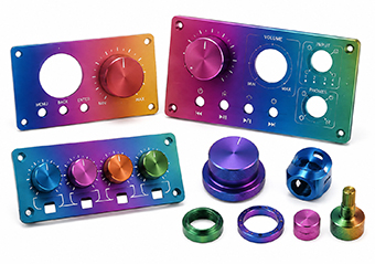 Custom CNC Machined Multi-Color Gradient Anodized Aluminum Control Panels & HMI Components