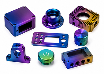 Custom CNC Machined Multi-Color Gradient Anodized Aluminum Industrial Equipment Components