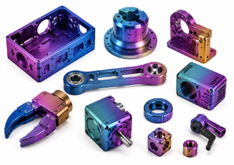 Custom CNC Machined Multi-Color Gradient Anodized Aluminum Robotics & Automation Components