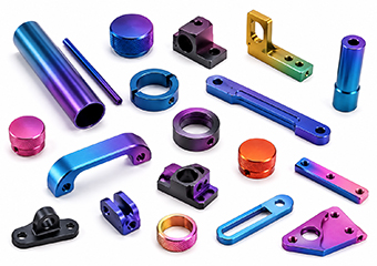 Custom CNC Machined Multi-Color Gradient Anodized Aluminum Premium Hardware Components（Knobs, handles, brackets, rings, mounts, and decorative hardware)