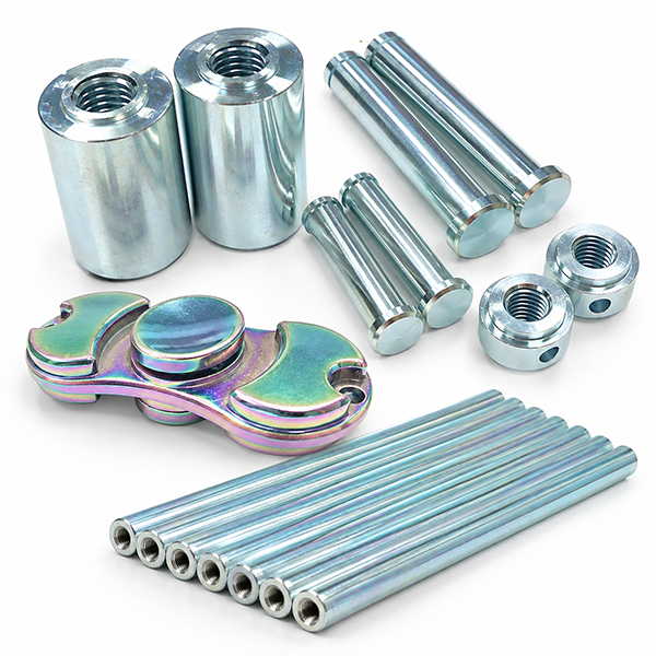 Custom Precision Zinc-Plated CNC Machined Turnined Pins, Tubes, Sleeves and Cross-Drilled Parts