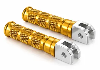 Polished and Anodized CNC Motorcycle Footrests & Foot Peg Machining